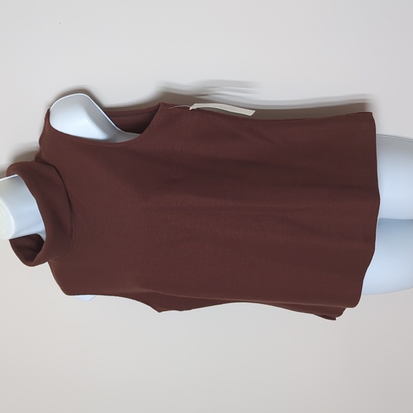 Vintage 1990s Y2K Classy Brown Turtleneck Sleeveless Blouse D'Sport Desentino MD - Picture 2 of 9